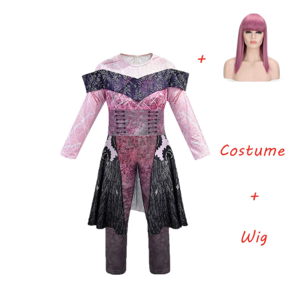 856 and wig Детские розовые костюмы Одри для девочек, костюмы на Хэллоуин для женщин, нарядный костюм для вечеринки, костюмы для костюмированной вечеринки, 3 Сезона - Цвет: 856 and wig