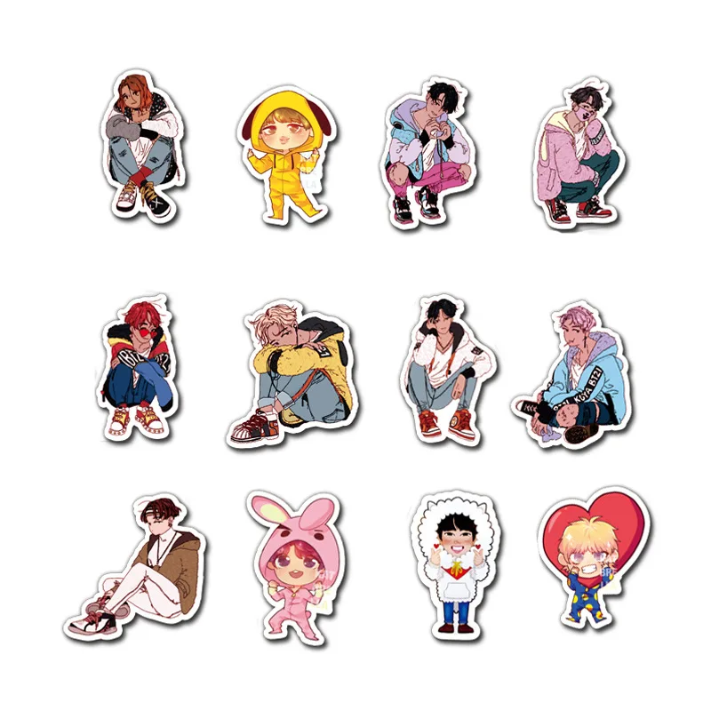 

A 50Pcs Cartoon Q Version Korean Combination Men's Team Sticker For Computer Guitar Refrigerator Suitcase Sticker