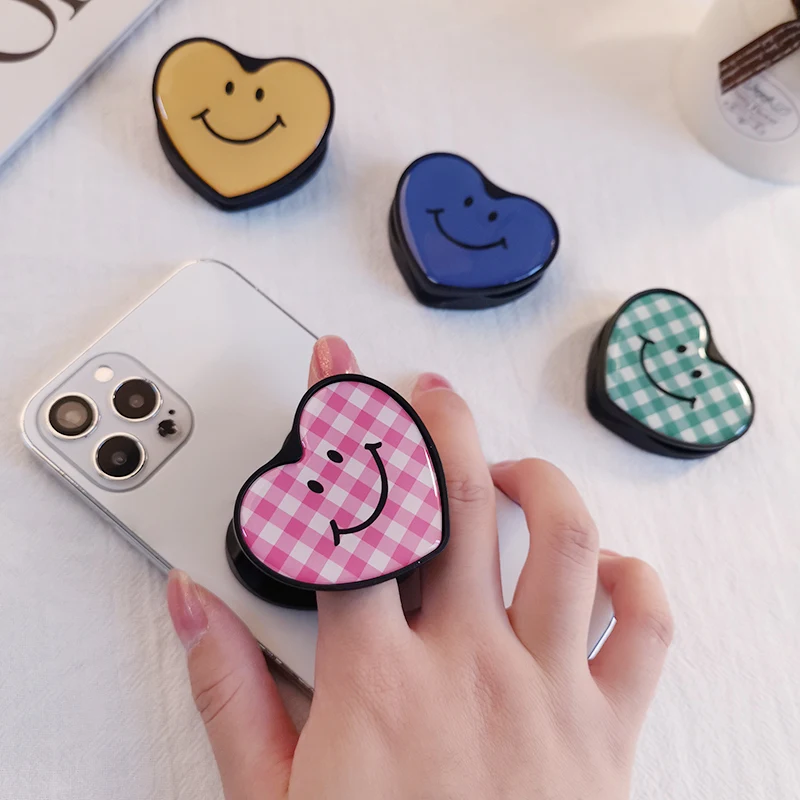 new cartoon heart smiley universal mobile phone ring holder airbag gasbag fold stand bracket mount for iphone xr samsung huawei free global shipping