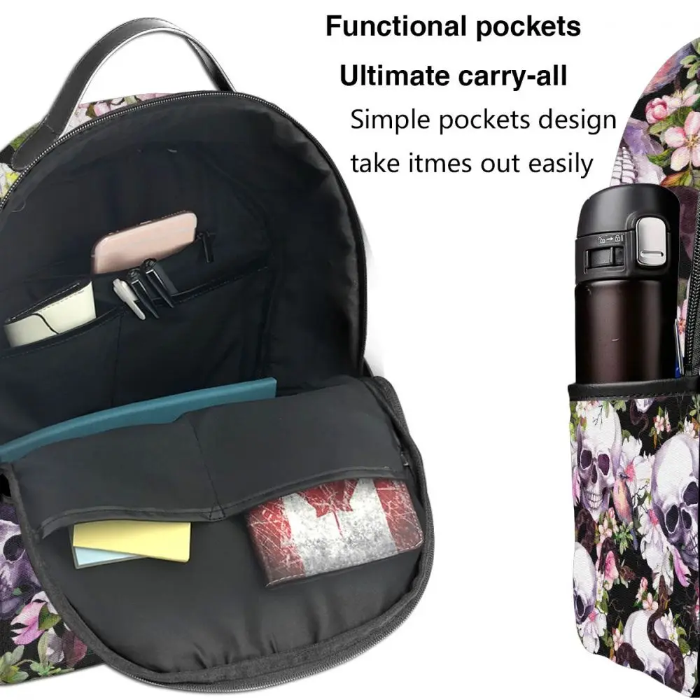 

Fashion backpack 2021 shoulder bags Skulls With Flowers Butterflies Birds Snake school bags for teenage light travel backpack