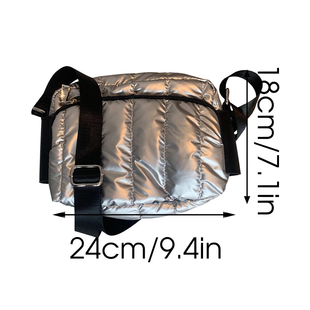 Fashion Nylon padded quilted bag for Women Space Cotton Shoulder Bag Soft Fluffy Black Crossbody Handbag Female Shopper Bag Lady images - 6
