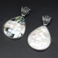 natural shell pendant water drop shape abalone shell pendant charms for making women jewelry necklace accessories gift 48x80mm