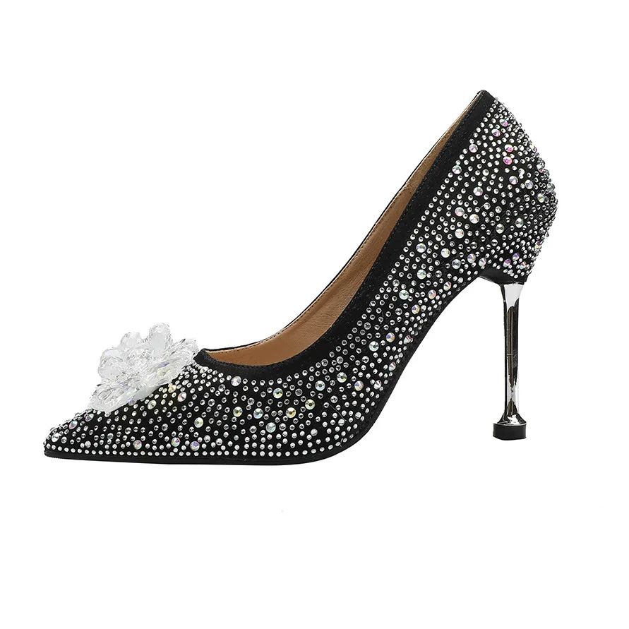 

Fashion Pointed Toe High Heels Pumps Shoes Rhinestone Sexy Sandals Women