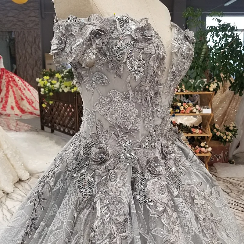 LS04471 старшее серое с открытыми плечами красивое Дешевое Вечернее Платье милое со