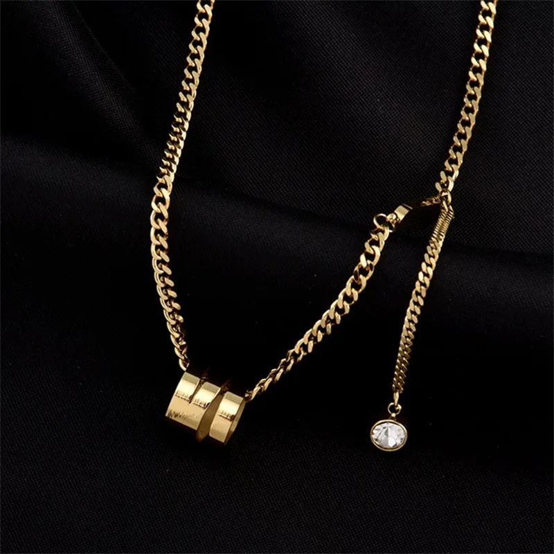 Новинка 2023 корейское золотое ожерелье из титановой стали модное готическое с