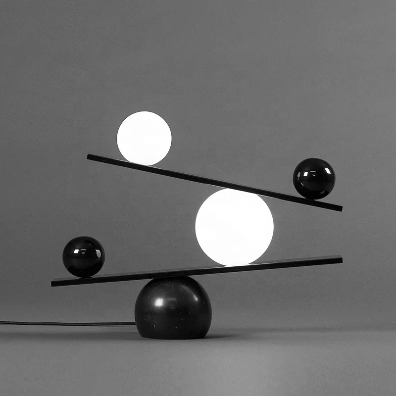 Настольная лампа из Черного Железного белого стекла для отеля дома спальни