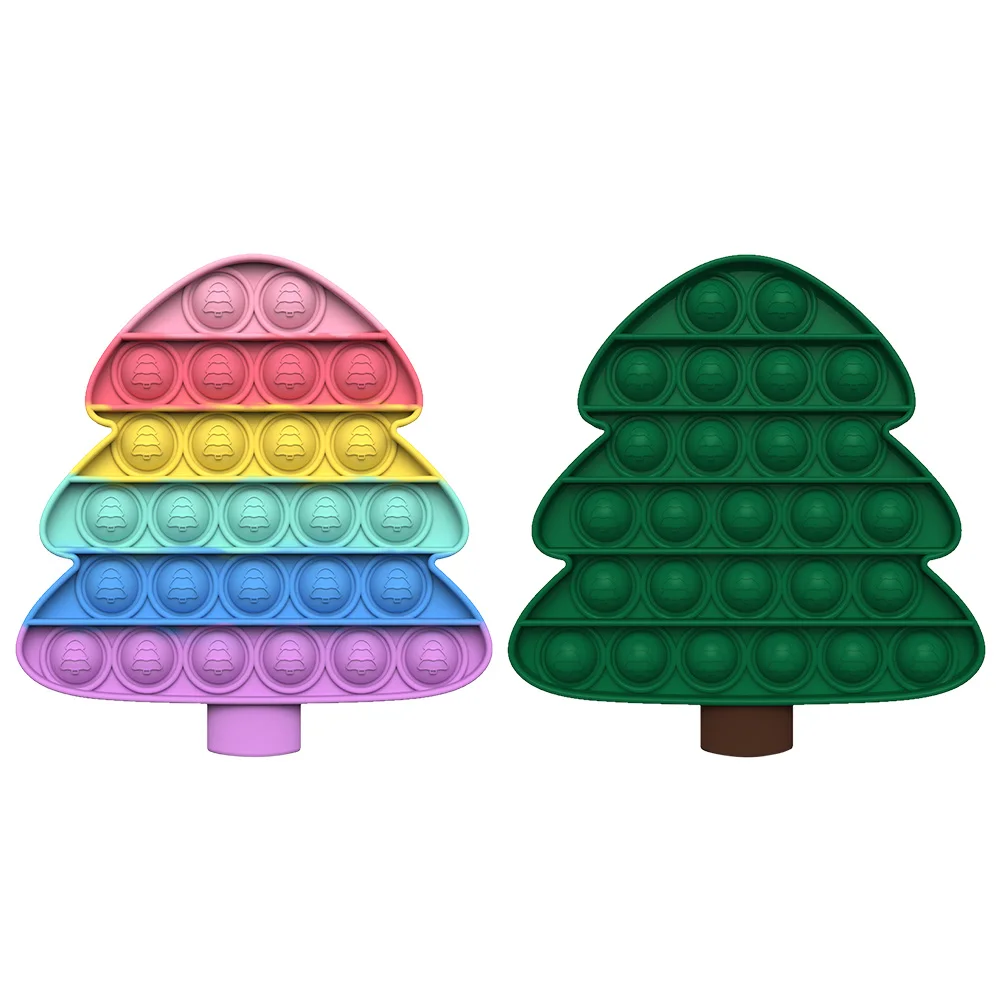 

Push Bubble Sensory Toys Rainbow Christmas Tree Reliver Stress Squeeze Silicone Game Multiple-Uses Portable Gift for Adult Child