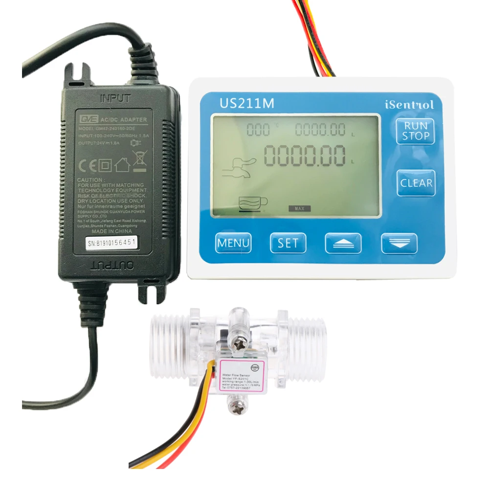 Цифровой расходомер US211M тотализатор расхода с нейлоновым датчиком воды USN HS21TT G1/2