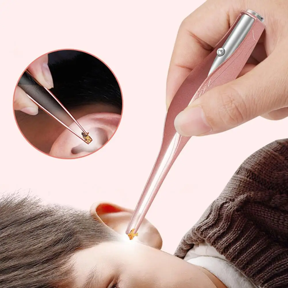 Kides-linterna LED port&aacute;til de acero inoxidable para ni&ntilde;os y adultos, removedor de cera de o&iacute;do, limpiador de oreja, suministro para el cuidado del beb&eacute;-0