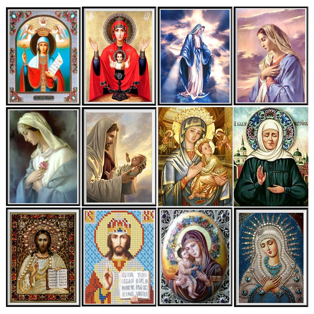

2021 New 5D DIY Diamond Painting Cross Stitch Religious Icon Character Crystal Mosaic Shaped Embroidery Rhinestone Decoration