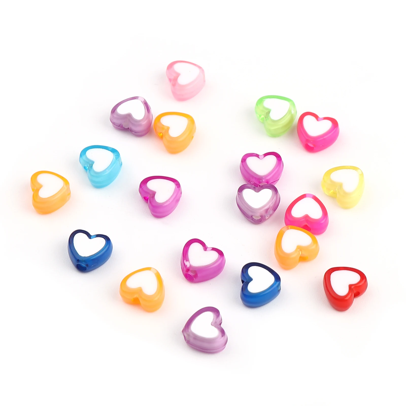 

300pcs Love Heart Beads Acrylic Color Bead For Jewelry Making Loose Spacer Beads DIY Necklace Bracelet Gifts Accessories 8mmx7mm