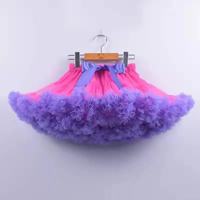 hot pink and purple Новинка; юбка-пачка для маленьких девочек; юбка-американка для балерины; пышные Детские вечерние балетные юбки для танцев; фатиновая одежда принцессы для девочек - Цвет: hot pink and purple