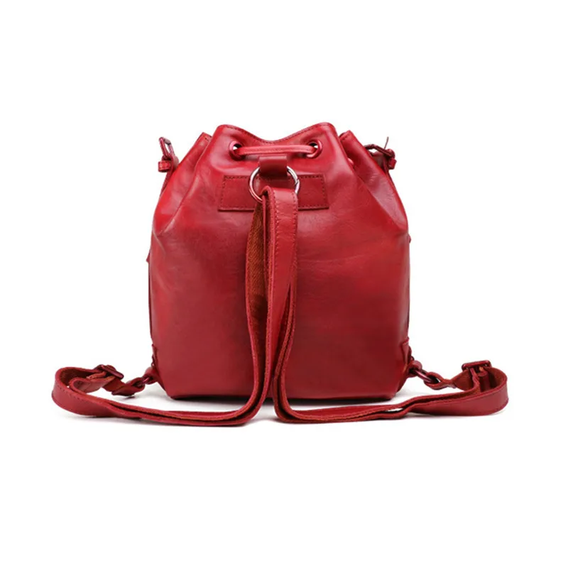 Pyaterochka Cow Leather Bucket Bags Ladies Messenger Bag Fashion Women Brand String Back Pack Open Pocket | Багаж и сумки