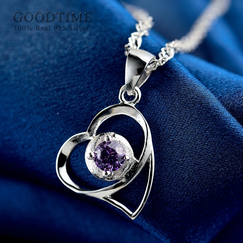 

Luxury Women Pendant Pure 925 Sterling Silver Necklace Love Heart Zircon Necklace Silver Jewelry Anniversary Valentine's Gift