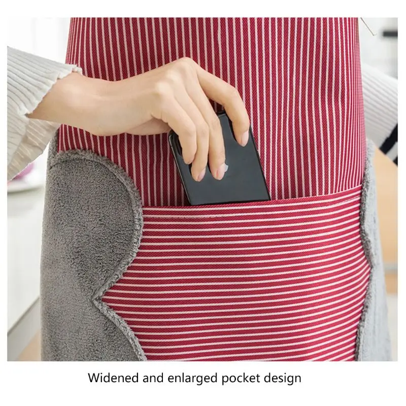 

Kitchen Household Cooking Waterproof Oilproof Women Apron Stripe Sleeveless Adjustable Erasable Hand Waterproof Aprons 896D