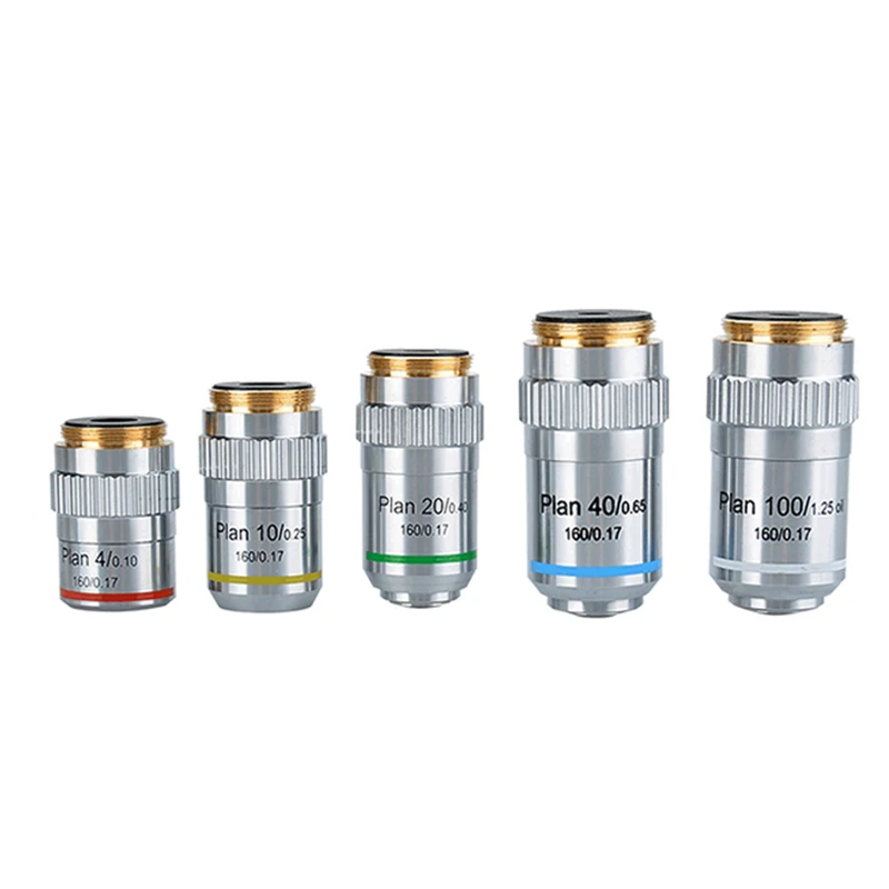 

Achromatic Objective 4X 10X 20X 40X 60X 100X High Quality Microscope Objective Lens RMS 20.2mm Objective Parts