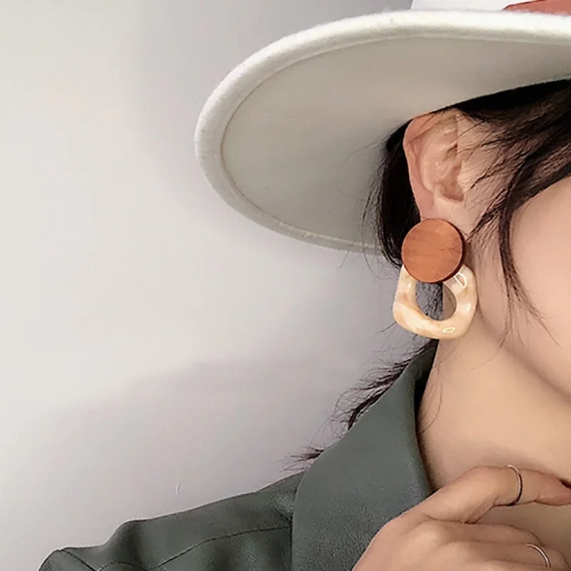 

Personality Temperament Acrylic Stitching Dangle Earrings for Women 2021