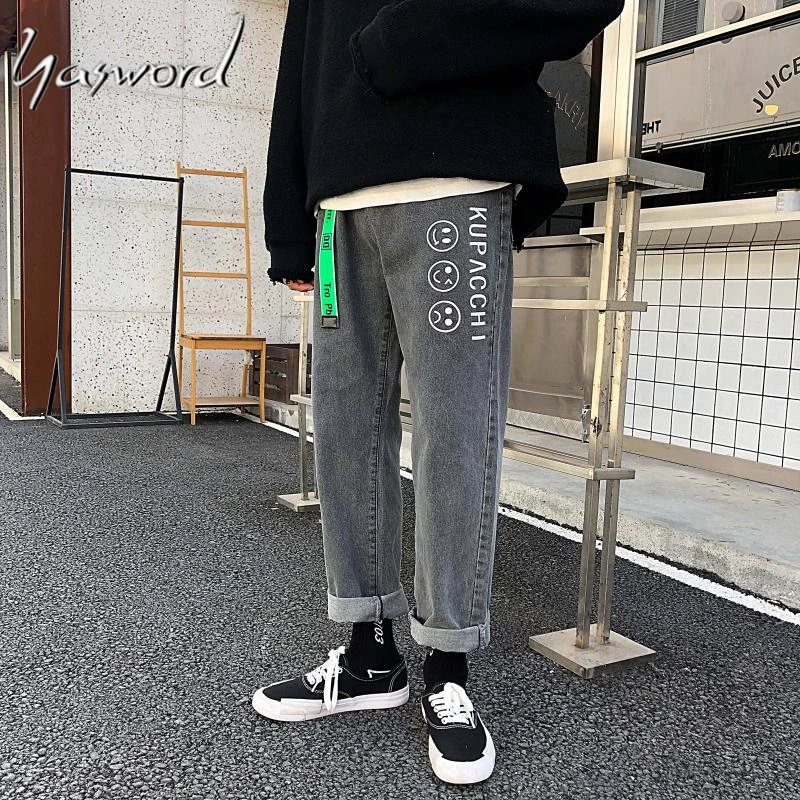 Yasword/мужские джинсовые брюки с принтом свободные хлопковые джинсы сезон