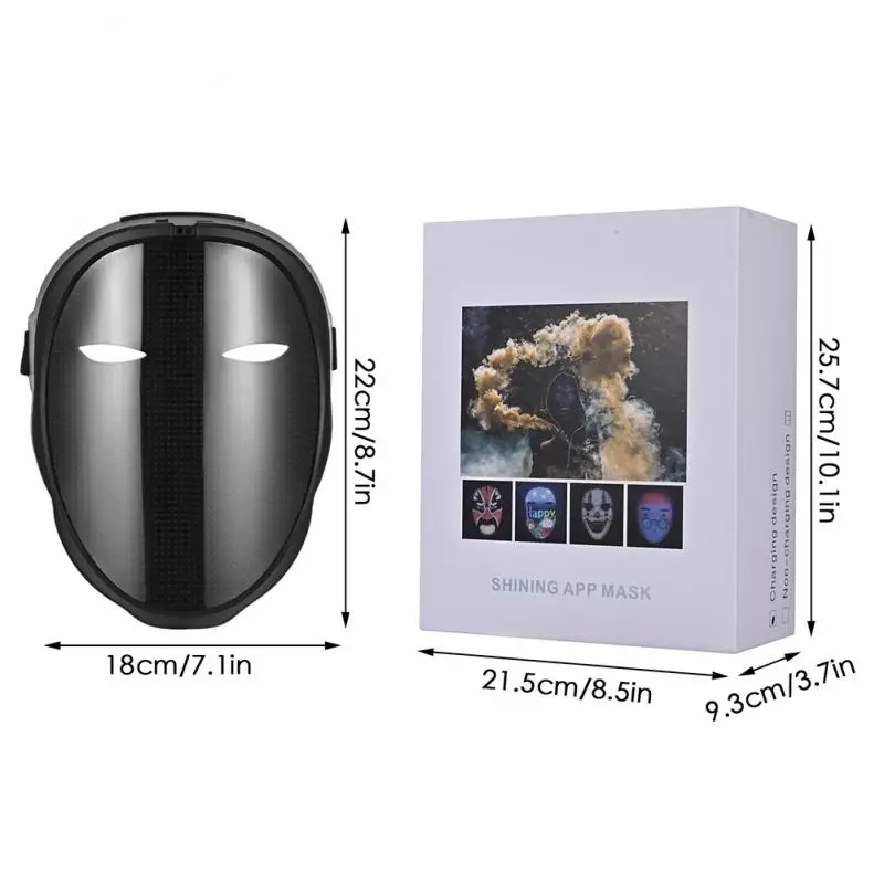 Bluetooth-compatible RGB Led Lights Up Diy Picture Animation Text Halloween Xmas Carnival Costume Party Display Game Mask | Электроника