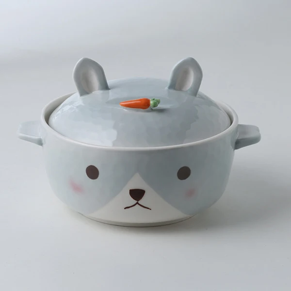 gray big bowl HOMIE 8,5 дюймовая тарелка для детей с милым рисунком из мультфильма 4,5/5,5 дюймов, миска со Свинкой, миска для кормления ребенка, обеденный ланч, контейнер для еды, ланч - Цвет: gray big bowl