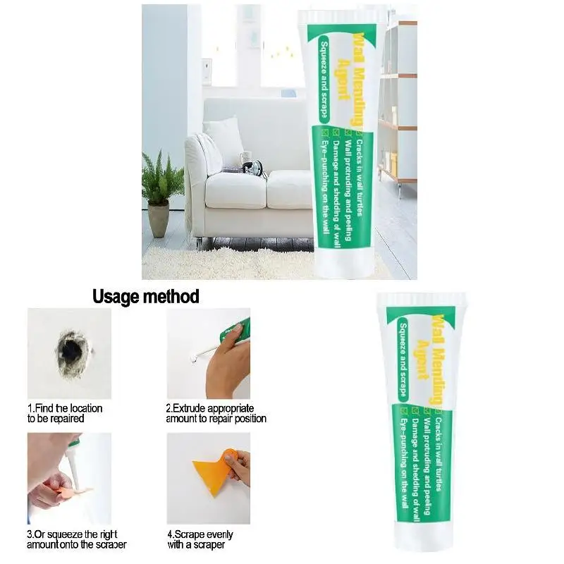

Wall Mending Agent Repair Cream Crack Nail Repairing Quick Drying for Home Kitchen Crack Nail Repairing Wall Mending Agent