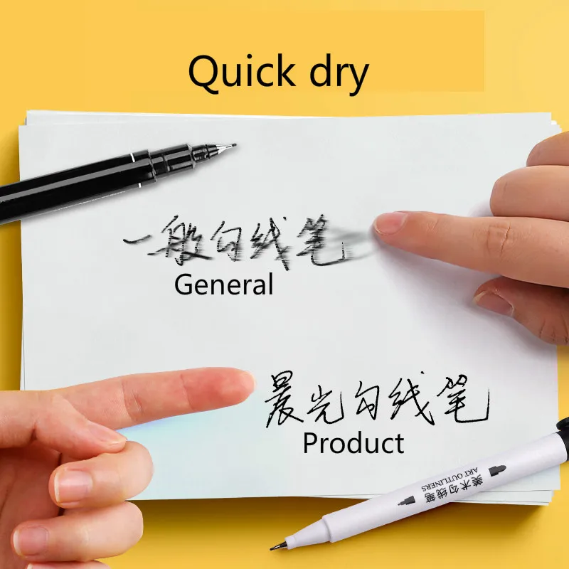 Тонкая подводка маркер ручка для рисования детей двойной наконечник черный