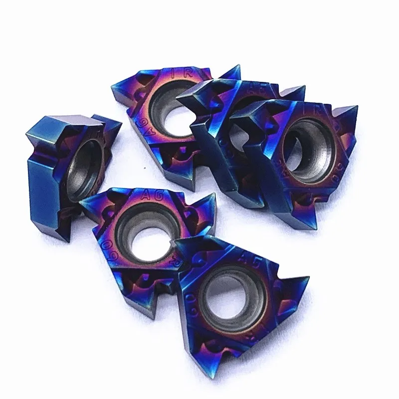 Hoja de carburo cementado MMT16ER de alta calidad, AG60-S MMT16IR AG60-S, rosca nano azul, hoja de herramienta CNC 16ER 16IR AG60