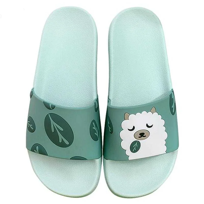 

Summer Slides Cartoon Women Men Slippers Cute Animal Dog Sheep Home Slip on Beach Sandals Bothroom Shoes Flip Flops Zapatillas