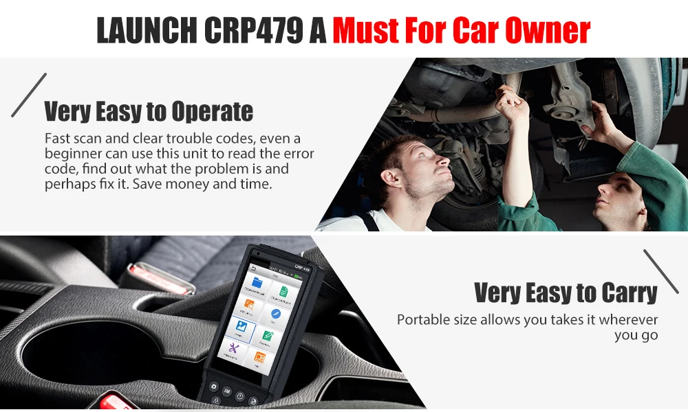 Launch X431 CRP479 OBD2 автоматический сканер EPB SAS ABS DPF Сброс масла OBD 2 диагностический инструмент для автомобиля сенсорный экран OBD2 сканер Launch