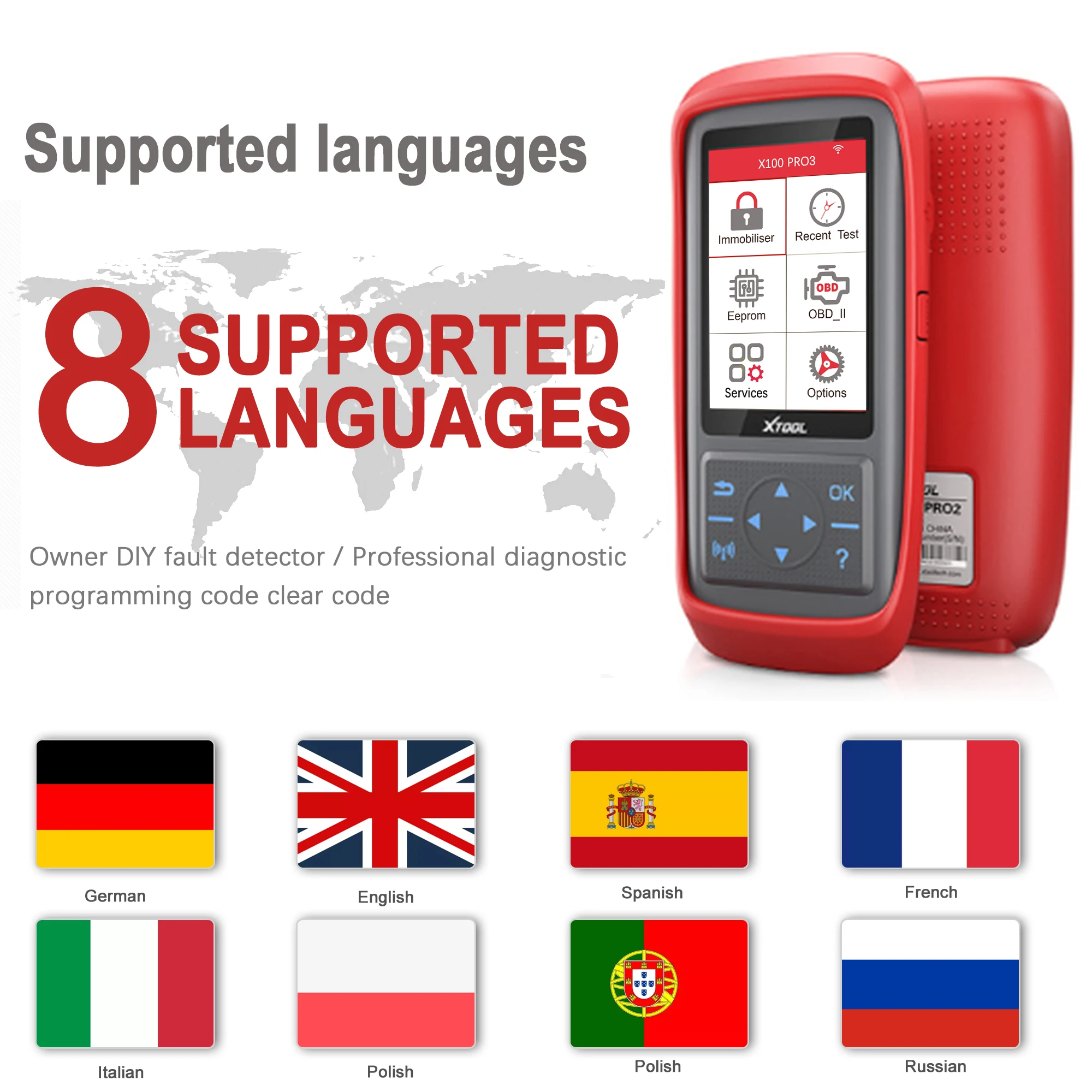 Автомобильный программатор XTOOL X100 PRO3 устройство для считывания кодов OBD2 с 7