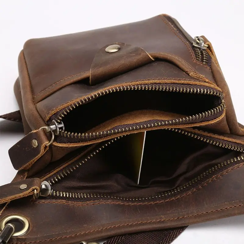 Men Motorcycle Rider Leather Drop Leg Bag Tactical Military Belt Waist Fanny Pack