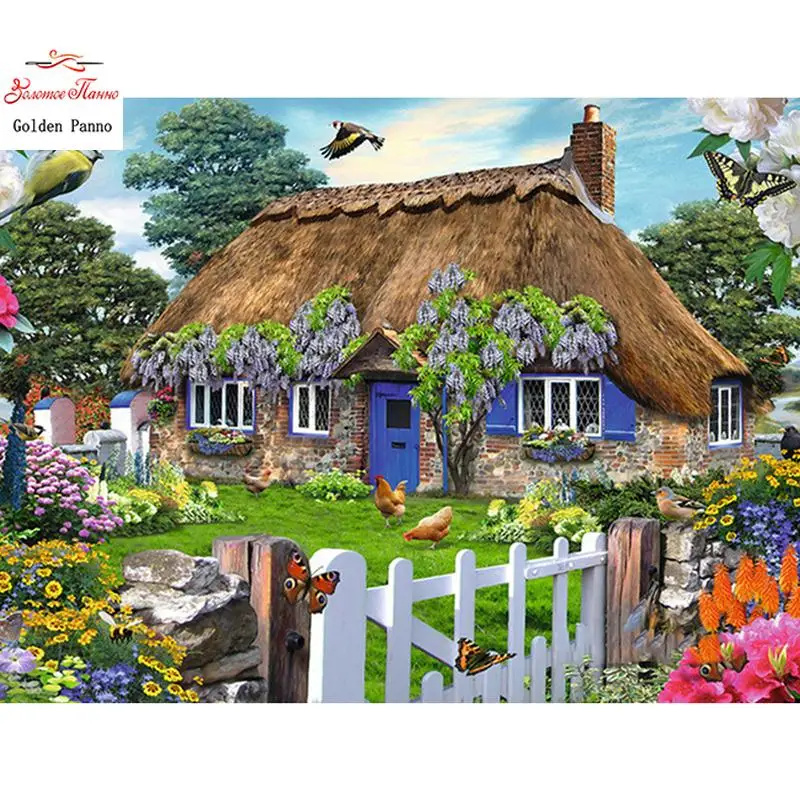 Diamante Pintura Paisagem Casa Conjunto Artesanato Decorao Casa Diamante Completo Bordado Quadrado