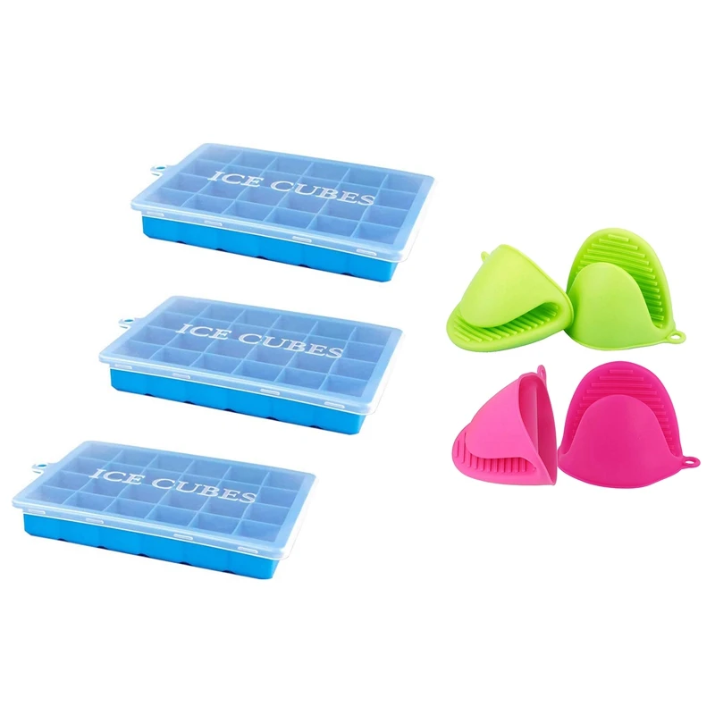 Поднос для льда с крышкой 3 поддона гибкие 15 полости формы 2 парами перчаток