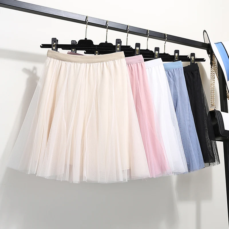 

Skirts Women Mesh Mini Skirt Solid Colorful High Waist All-match Casual Womens Elegant Simple Comfortable Fashion Chic Daily New