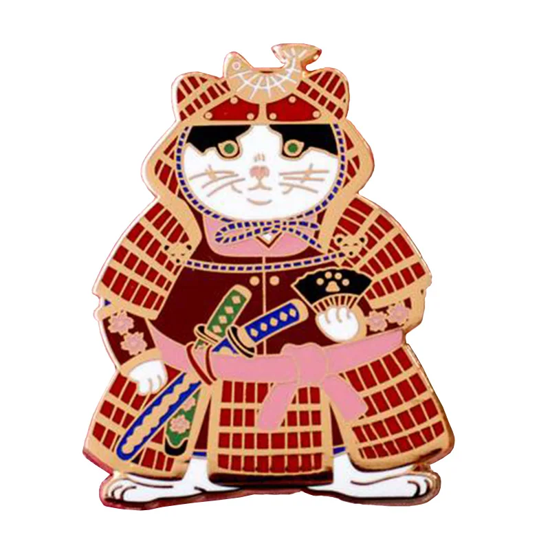

Красная эмалевая булавка кошка