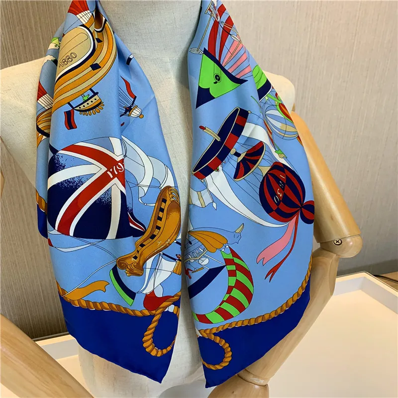 

Sqaure Shawls and Wraps Women Hijab Scarf Neckerchief Fashion Print Shawl Head Scarfs For Women 90*90cm Silk Scarves For Ladies
