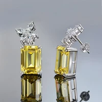 luxury silver color drop earrings for women jewelry ladies earrings shining yellow aaaaa zircon earrings for girl gifts