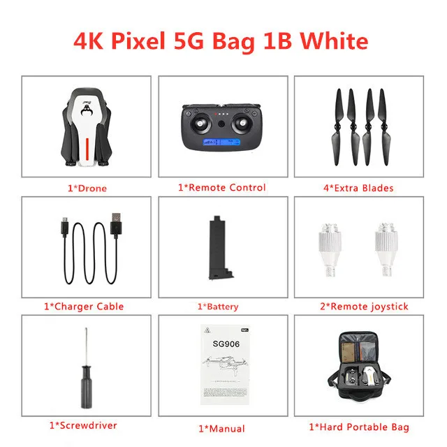 SG906 портативный Радиоуправляемый Дрон 4K gps 5G wifi FPV HD Двойная камера Дрон широкоугольный бесщеточный селфи складной Дрон 4K Квадрокоптер дроны - Цвет: 4K Pixel 5G Bag 1B W
