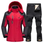 Женский лыжный костюм, зимняя флисовая куртка и штаны, ветрозащитная, водонепроницаемая, теплая куртка для катания на лыжах, сноуборде, женская уличная одежда