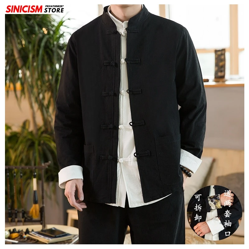 Sinicism Store мужская хлопковая льняная одежда куртки в китайском стиле комплект из
