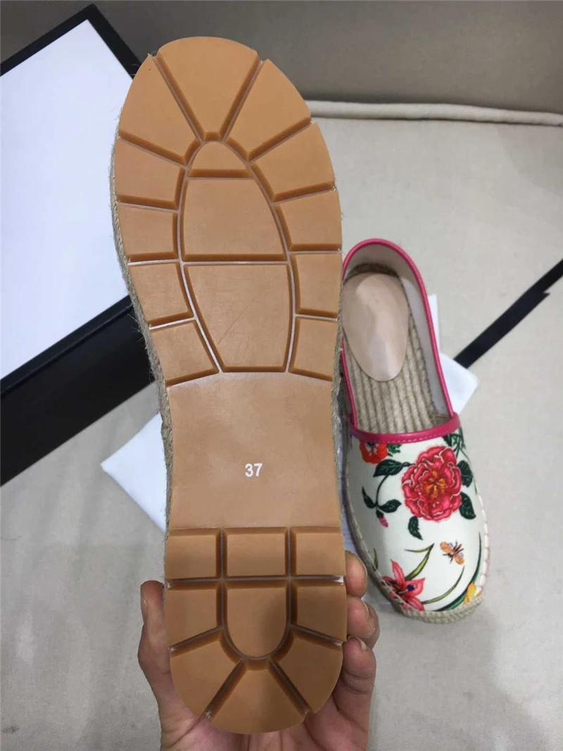

Prowow Fishermen Platform Shoes Women Desginer Luxury Brand Handmade Weave Printing Flower Loafers Slip on Casual Shoes