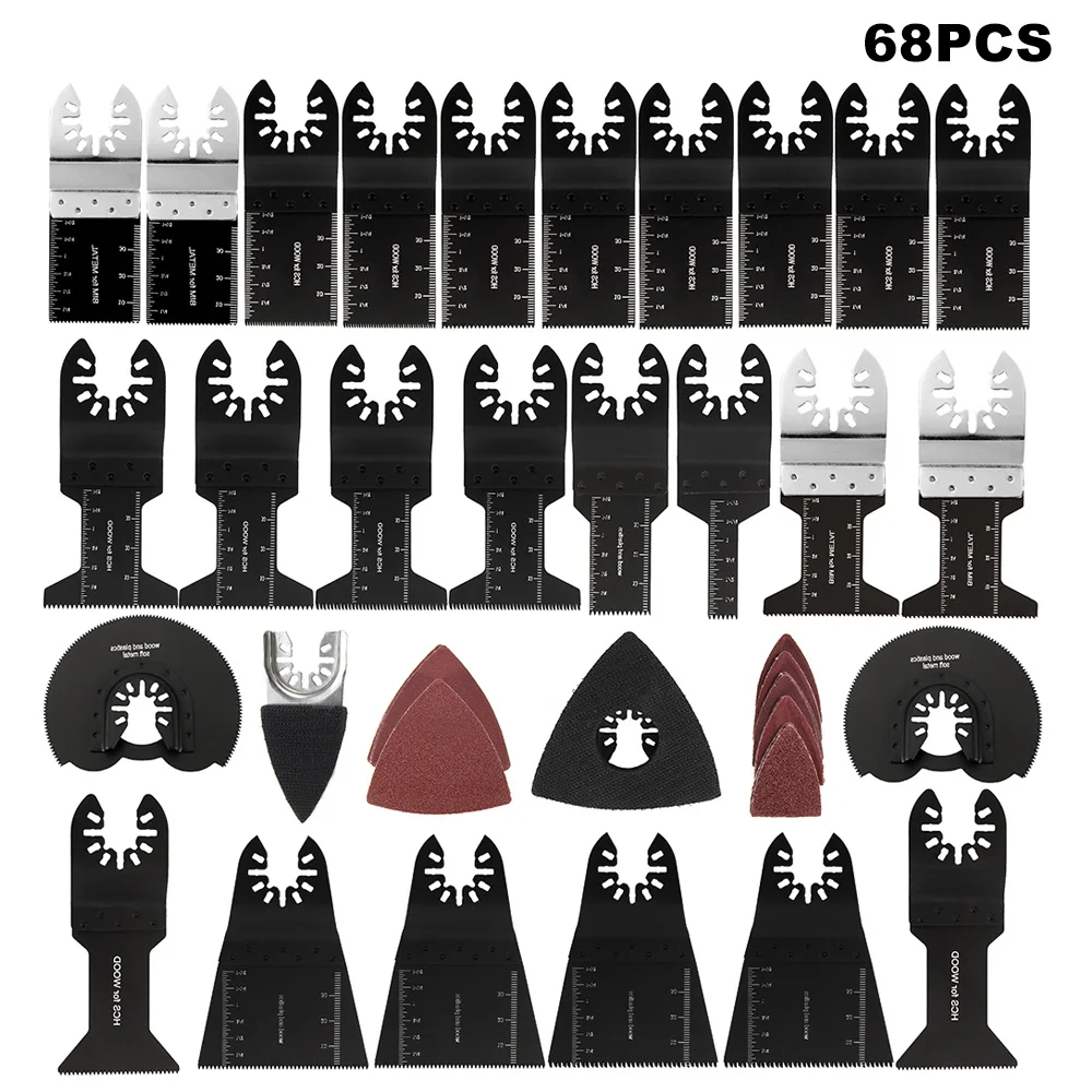 

68pcs Saw Blades Oscillating Blade Multi-function Bi-metal Kit Tool Cut Wood Plastic Polish Ceramic Tile Remove Dirty DIY Tool