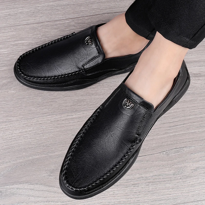 

New Trend Male Casual Shoes Handmade Loafers Shoes For Men Dark brown Men Flat Boat Shoes Split Leather Driving Shoes For Men