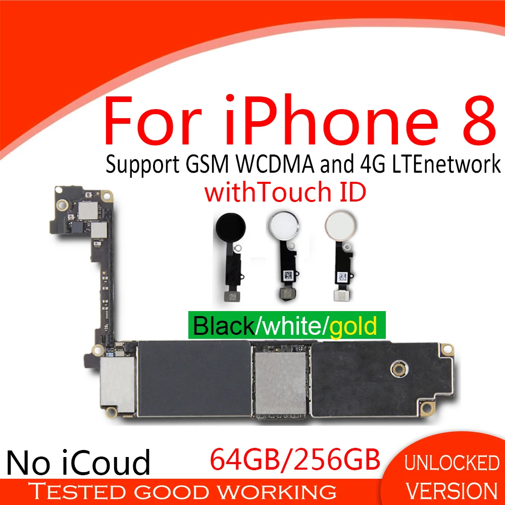Материнская плата для IPhone 8 64 ГБ 256 100% оригинал с/без Touch ID разблокированная
