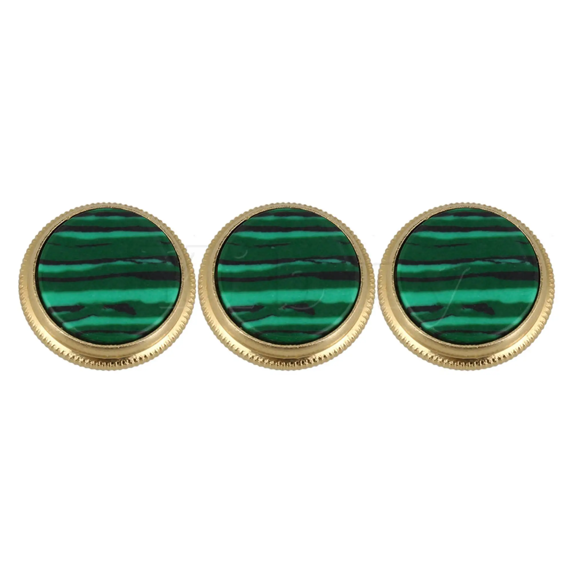 

3Pcs Gilded Greenstone Inlay Finger Buttons for Trumpet Instrument Part