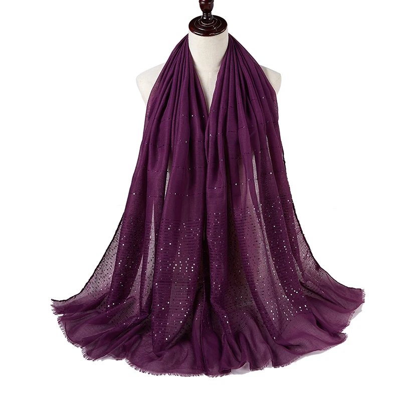 2019 новый осенний и зимний длинный шарф Хиджаб Женский хлопок лен бахрома блестки