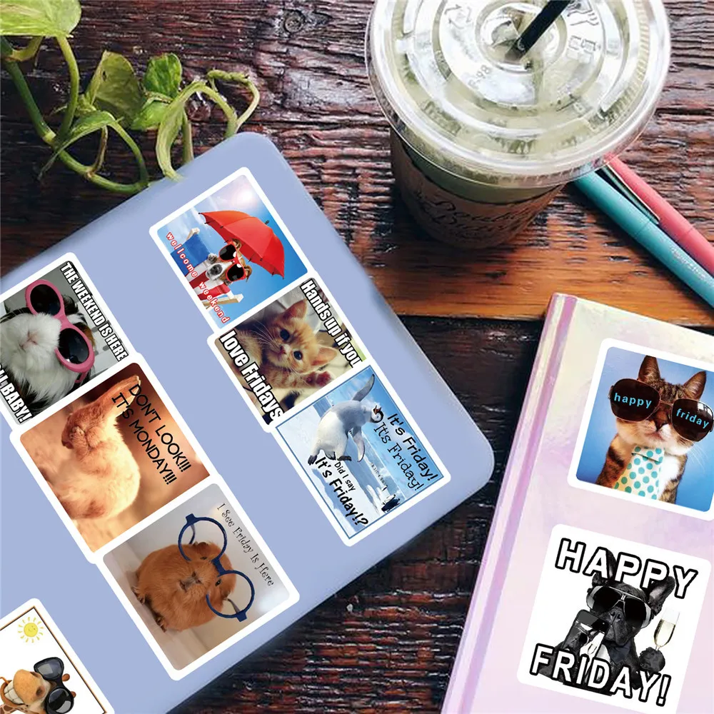 

10/50PCS Cute Cat Pet Holiday Party Home Decor Impact Stickers Laptop Guitar Luggage Skateboard Bike Car Waterproof Sticker Toy