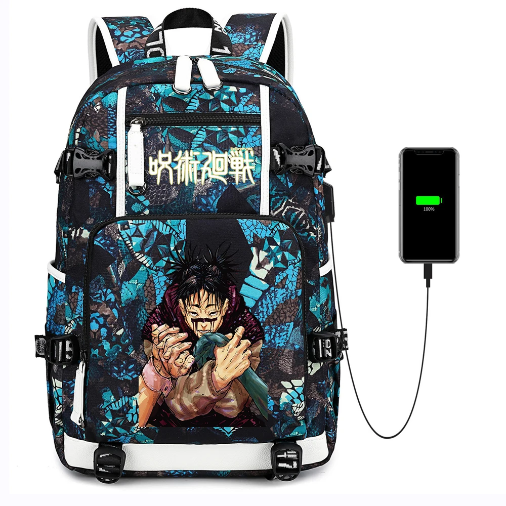 

Anime Jujutsu Kaisen Canvas USB Charging Backpack Casual Mochila School Bag Travel Zipper Shoulder Bag Laptop Bag Bag Rucksack