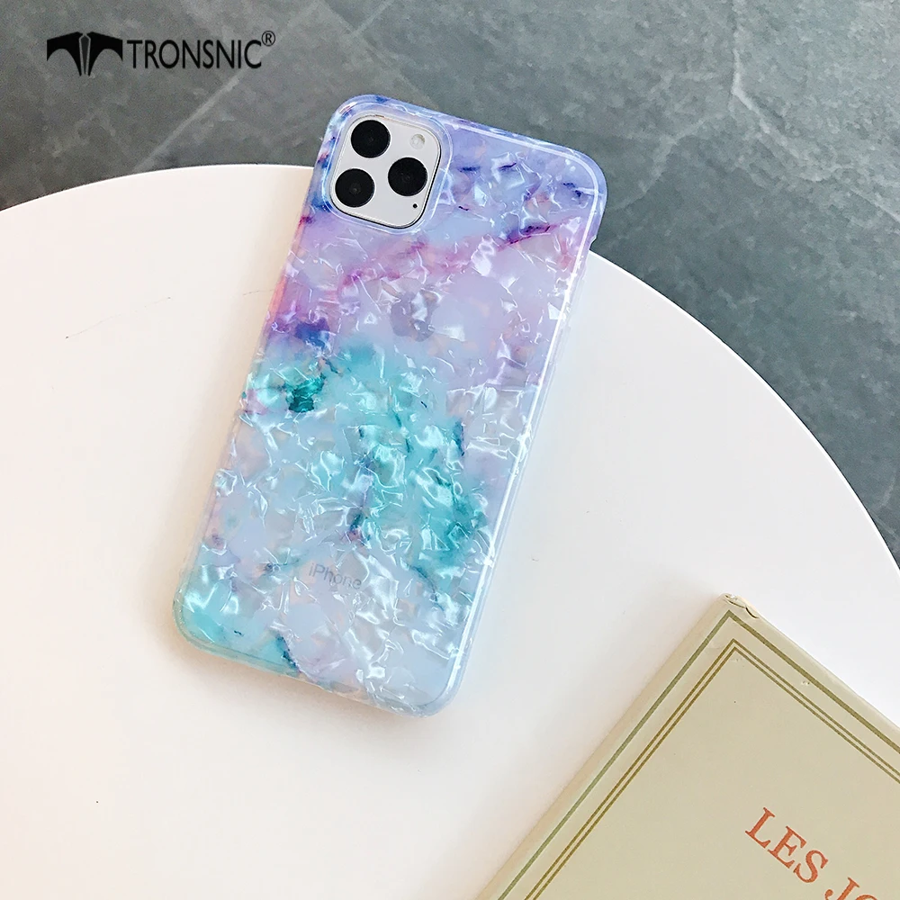 Текстурный мраморный глянцевый чехол для телефона для iPhone 11 Pro Max XR X XS MAX, Мягкий Роскошный зеленый красный чехол для iPhone 6 6s 7 8 Plus - Цвет: Синий