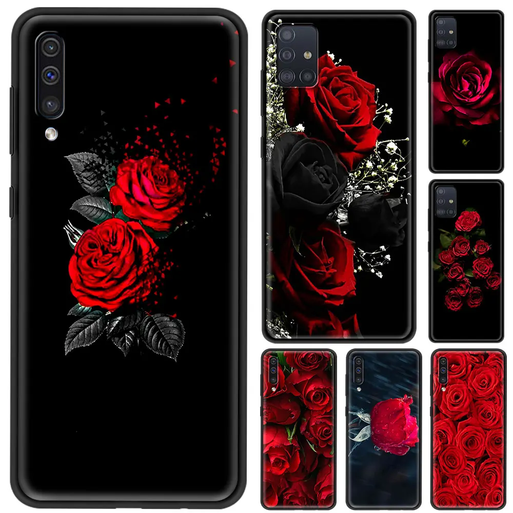 

Case For Samsung A91 A72 A71 A52 A51 A42 A41 A32 A31 A21 EU A21s A12 A11 A02s A02 A01 Cover Fundas Shell Bright Red Rose Flowers